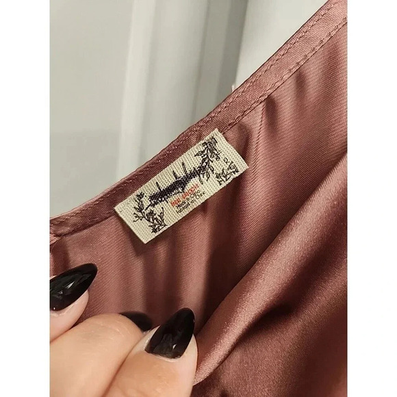 NWOT Free People Right This Way Bias Slip Dress Mauve Pink Satin Slit Sz XS - Picture 4 of 13